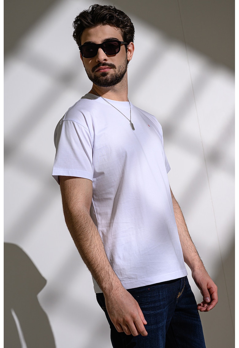 Tricou de bumbac Norm - Rosu/Alb optic
