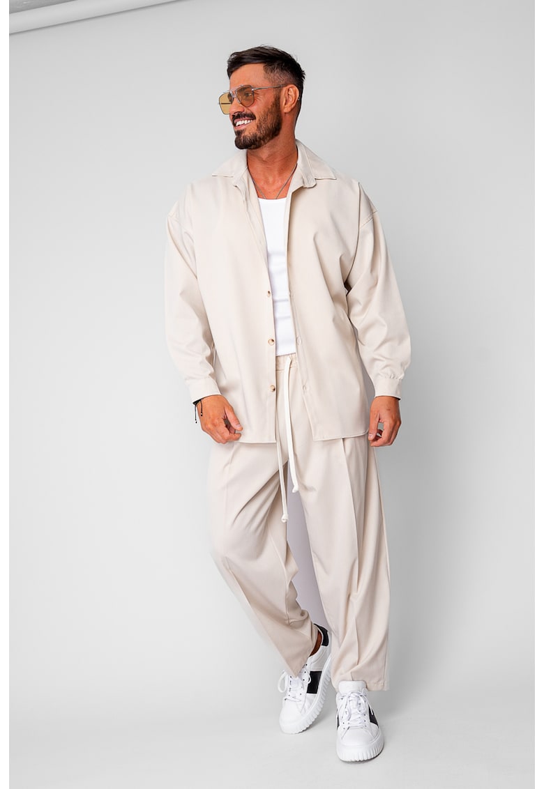 Set Camasa si Pantalon Lung drept Beige 20126 - Bej