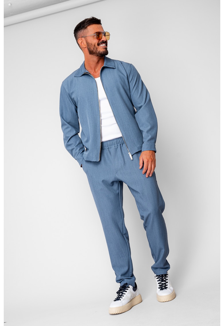 Set Caruso v2 Jacheta cu fermoar si pantalon lung drept Premium Storm Blue 19974 - Storm Blue