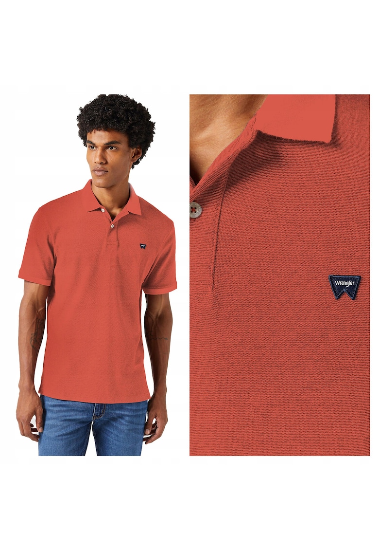 Tricou Polo Barbati - Refined Polo Shirt - Regular Fit - Maneci Scurti - Cu Nasturi - Design Clasic - Bumbac - Marime M - Portocaliu