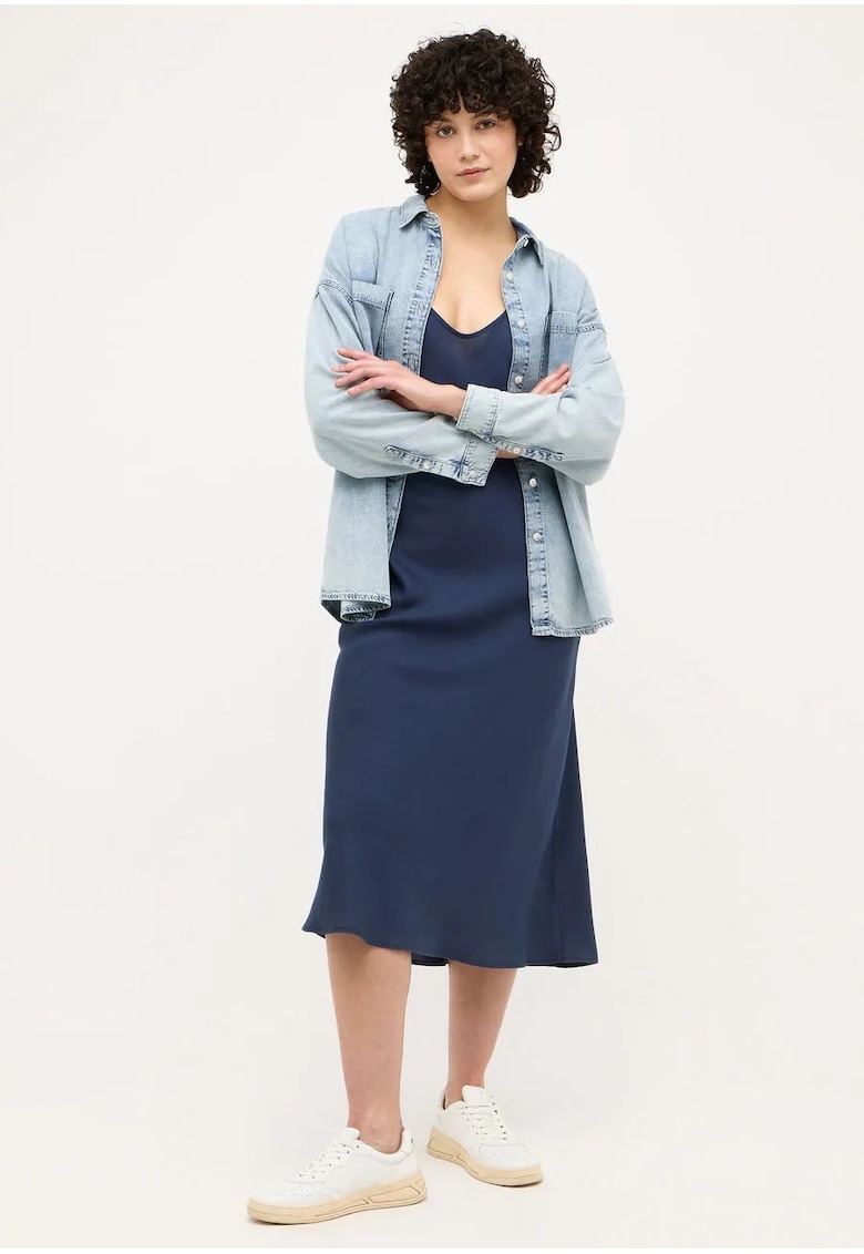 Camasa Dama - Style Tacoma Shirt - Regular Fit - Maneci Lungi - Design qdwqfClasic - Cu Nasturi - Bumbac - M - Albastru - Albastru