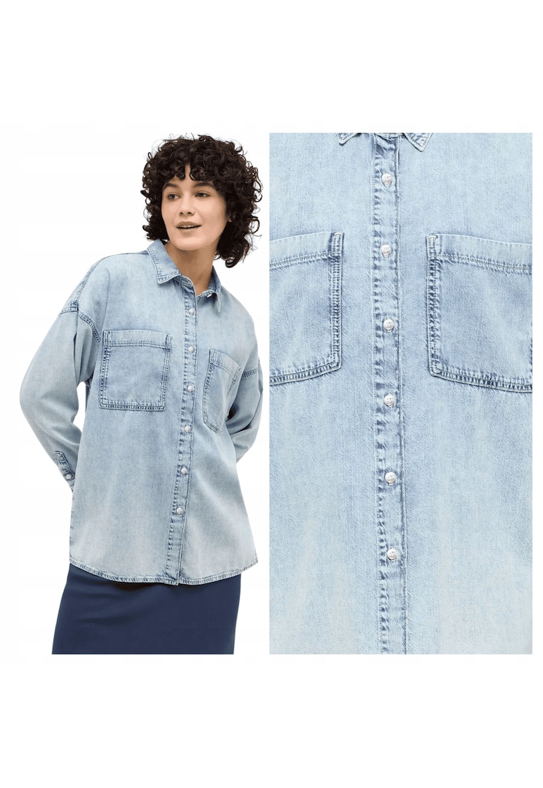 Camasa Dama - Style Tacoma Shirt - Regular Fit - Maneci Lungi - Design qdwqfClasic - Cu Nasturi - Bumbac - M - Albastru - Albastru