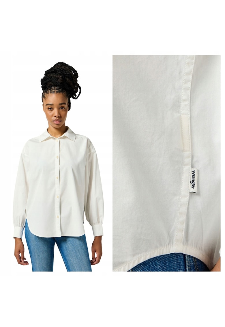 Camasa Dama - Cool Girl Shirt - Regular Fit - Maneci Lungi - Design Clasic - Cu Nasturi - Bumbac - Marime L - Alb