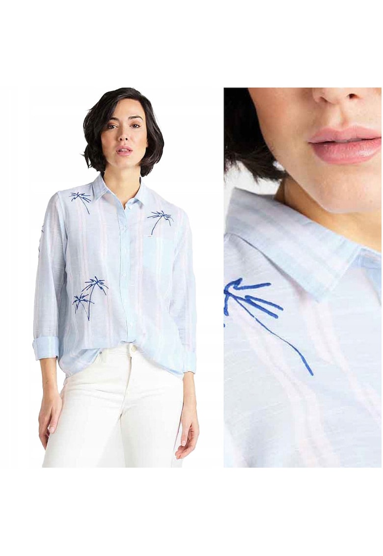 Camasa Dama - One Pocket Shirt - Regular Fit - Maneci Lungi - Design Clasic - Cu Nasturi - Bumbac - Marime S - Albastru