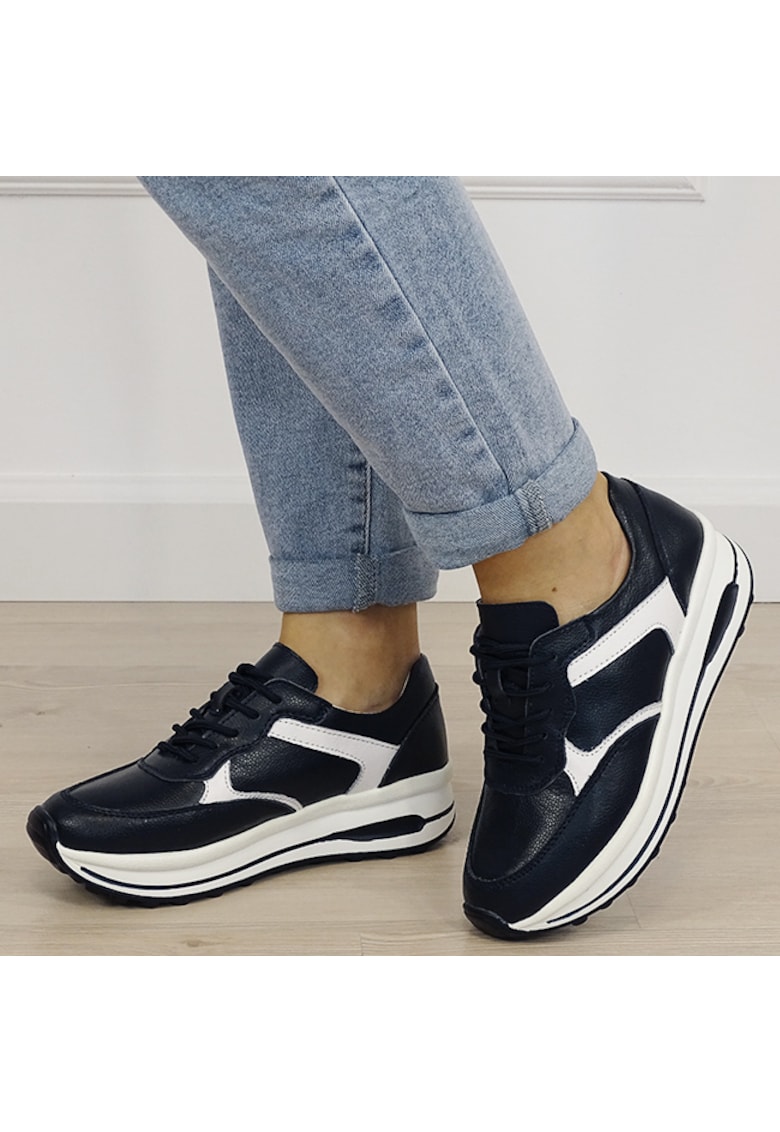 Sneakers bleumarin din piele naturala 5091 M6 19241 - Bleumarin