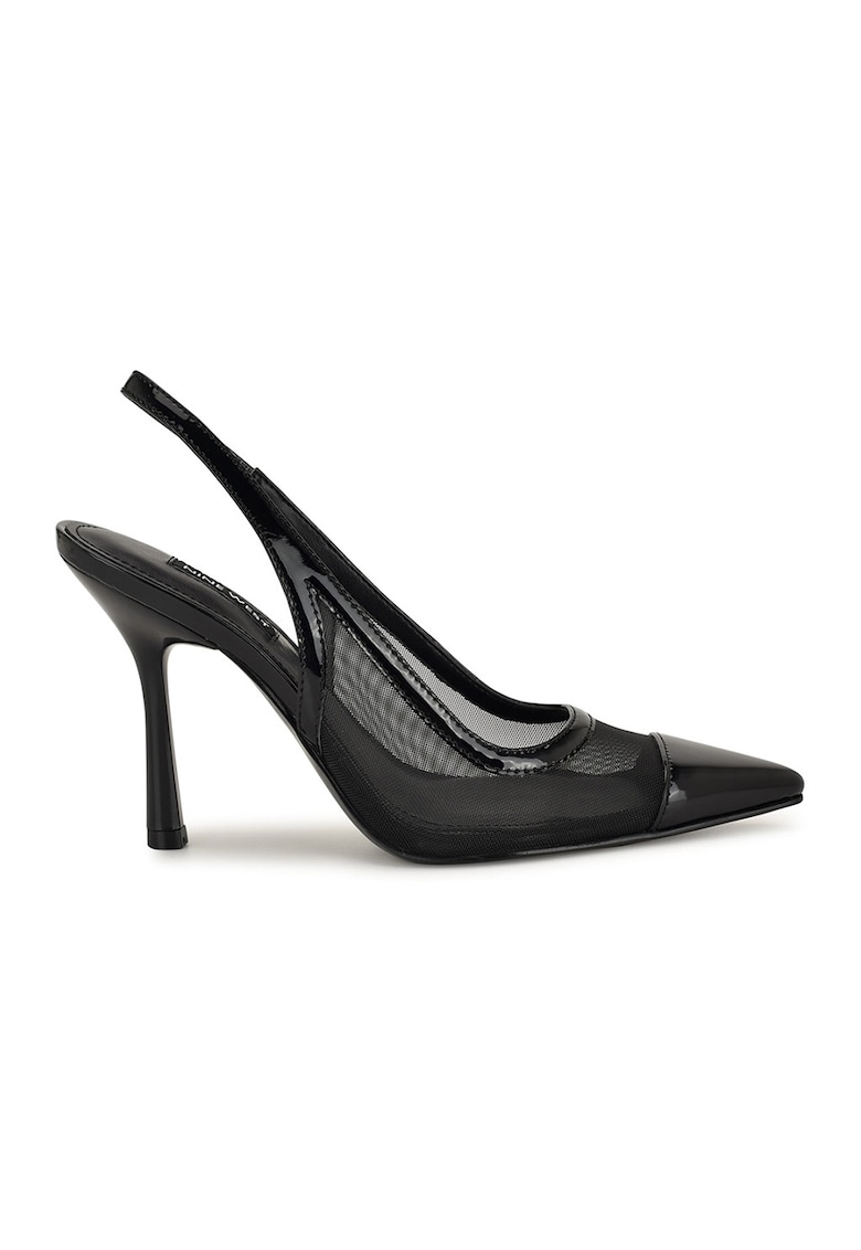 Pantofi slingback cu varf ascutit si piele lacuita Jermain - Negru
