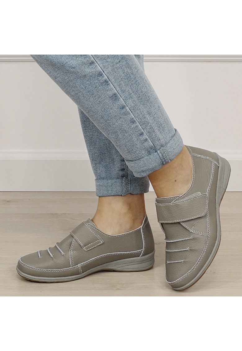 Mocasini gri din piele naturala 5085. M3 19288 - Gri