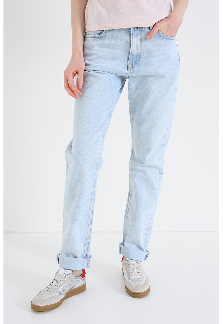 Blugi drepti Mary Jane cu buzunare - Albastru deschis