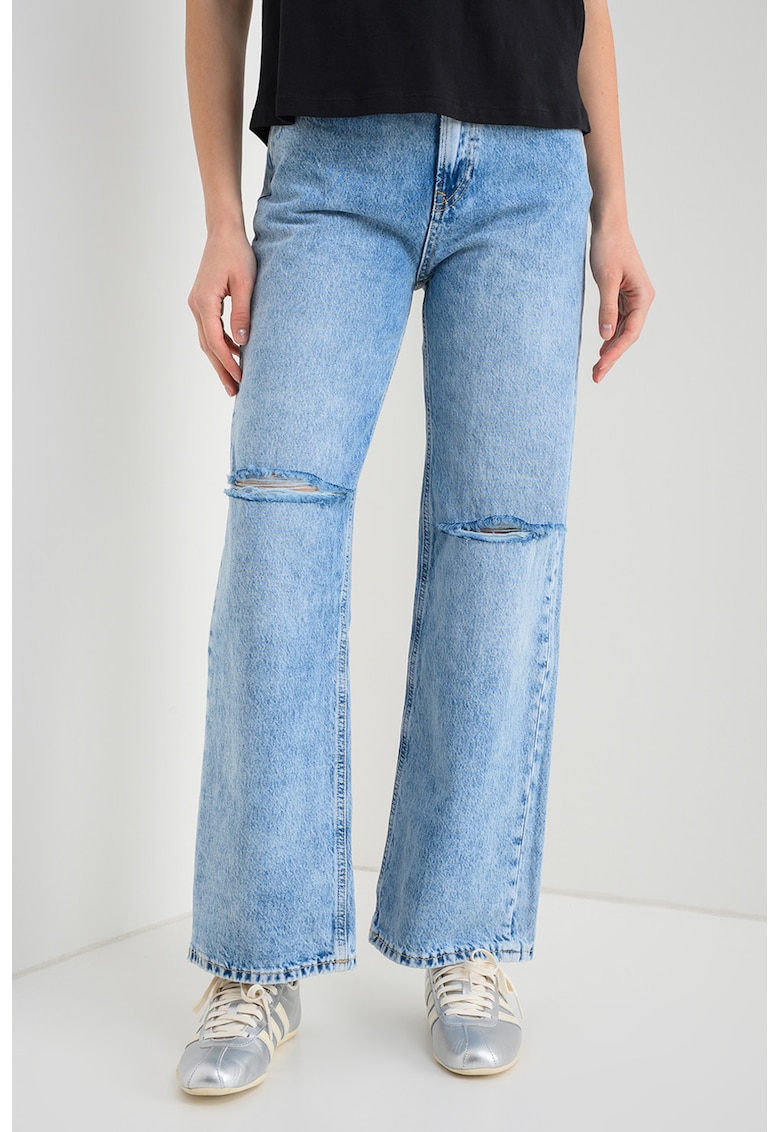 Blugi cu croiala dreapta si aspect deteriorat Lexa - Albastru deschis