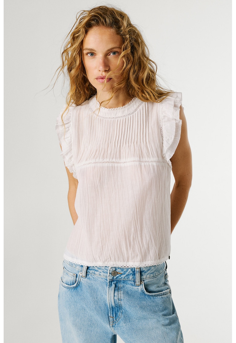 Bluza cu maneci valurite Dakota - Alb