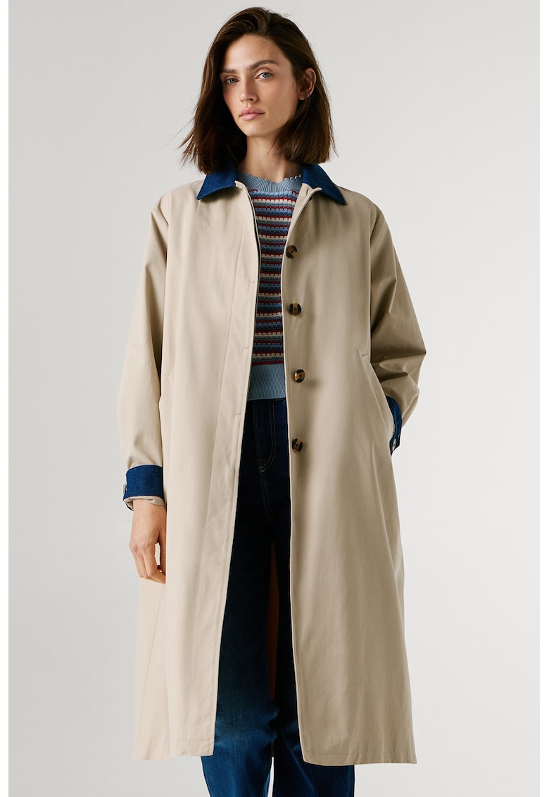 Trenci cu detalii din denim Fionna - Bej deschis