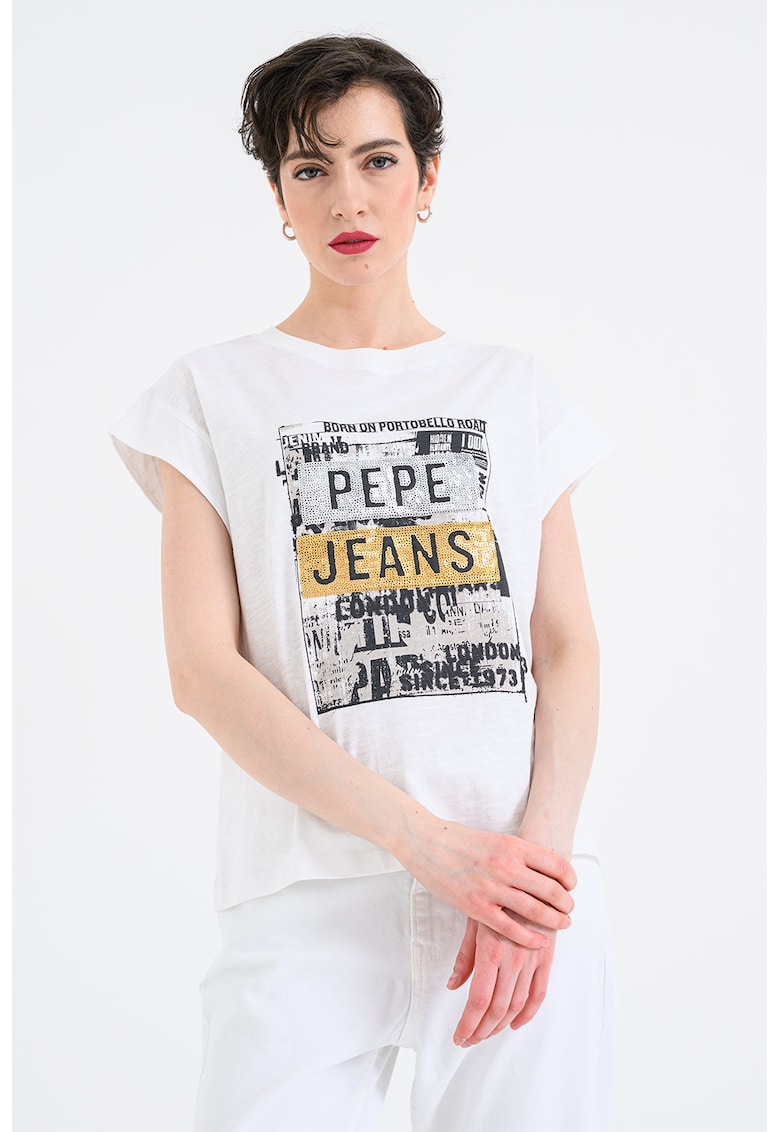 Tricou cu decolteu la baza gatului Nadira - Alb