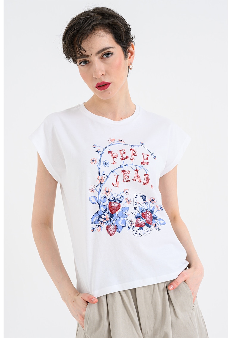 Tricou cu decolteu rotund Maura - Alb