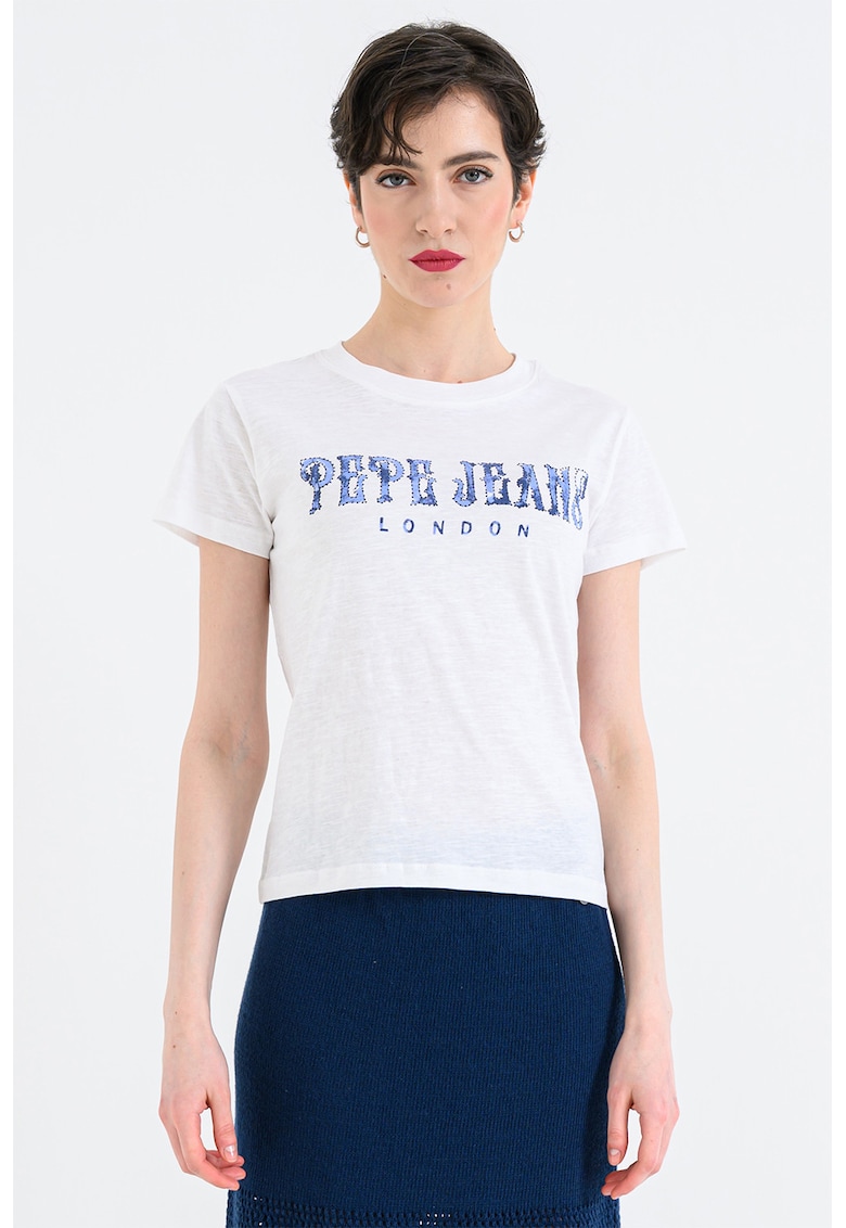 Tricou slim-fit cu imprimeu logo - Alb