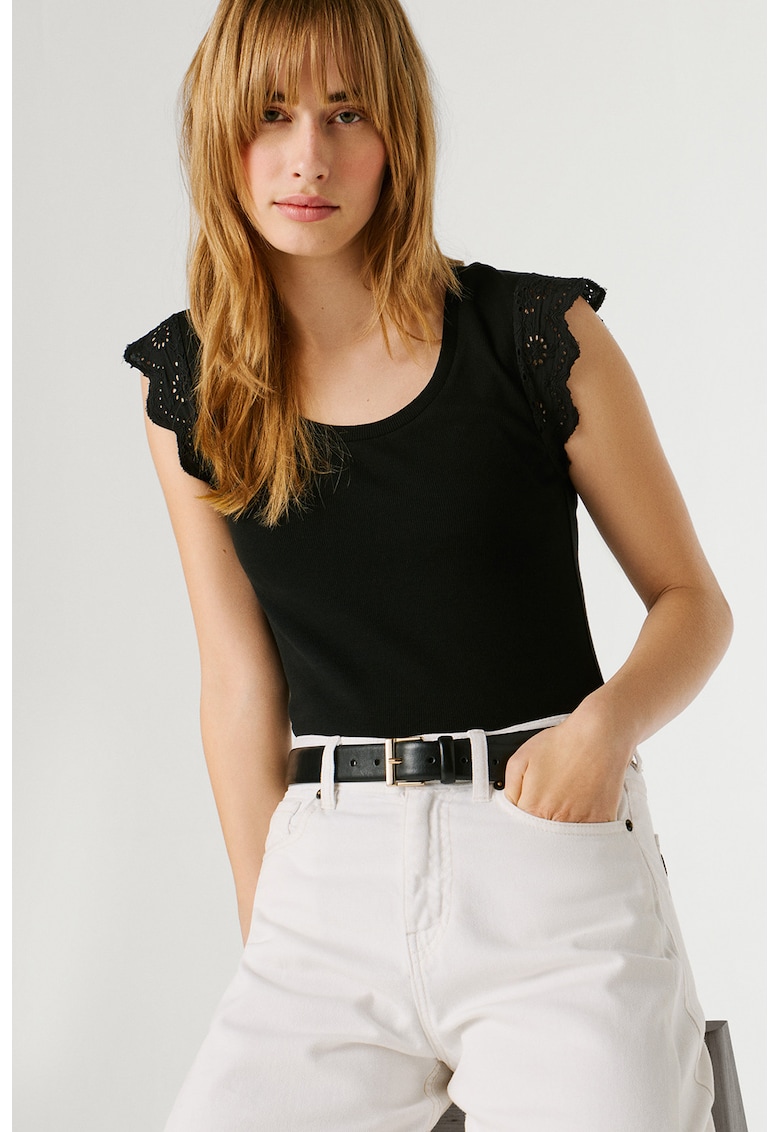 Top din amestec de bumbac Mireya - Negru