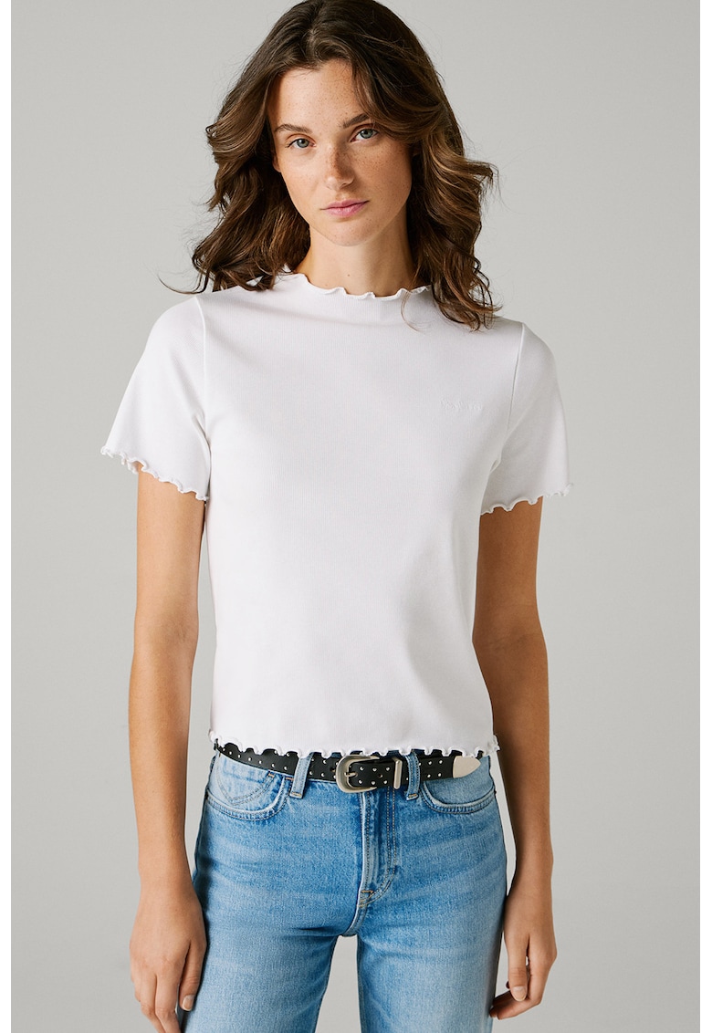 Tricou din amestec de bumbac cu logo discret - Alb optic