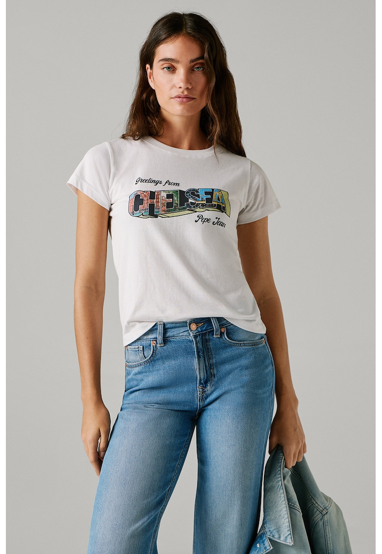 Tricou din bumbac cu imprimeu Nela - Alb optic