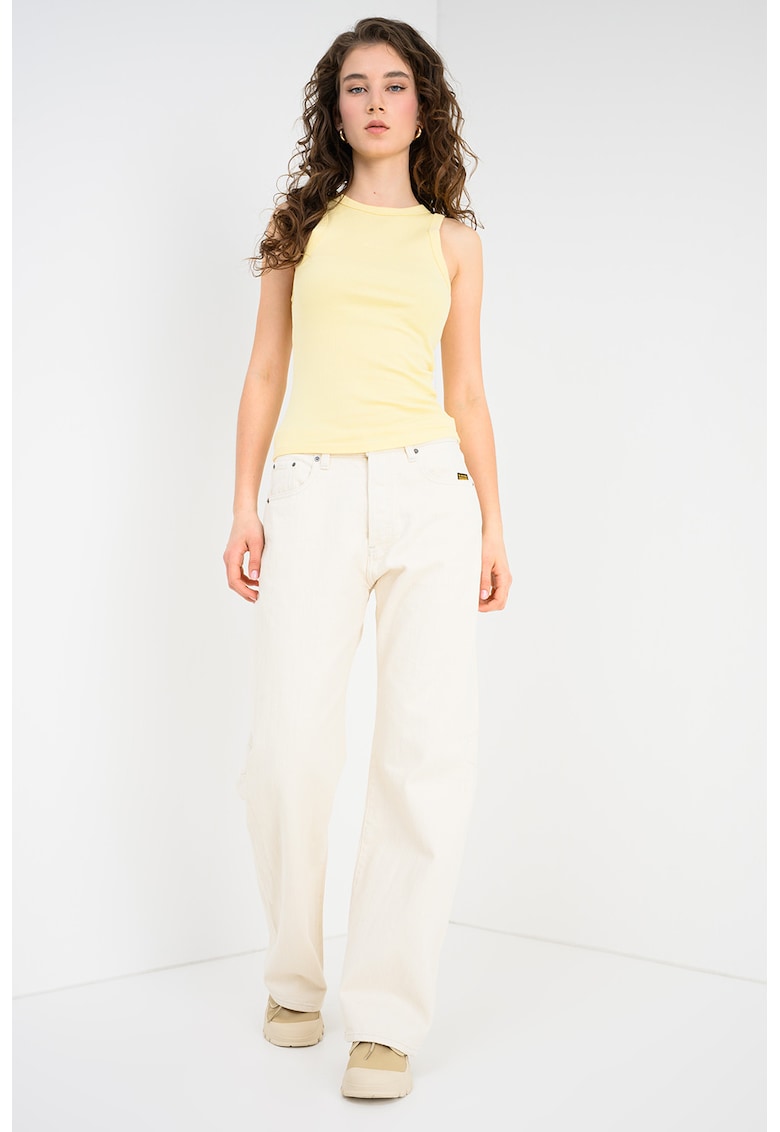 Top cambrat cu logo brodat Marian - Galben pal