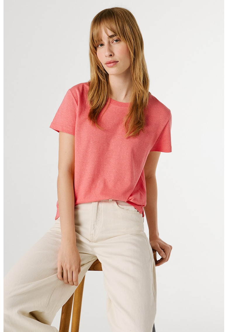 Trcou din bumbac si in cu decolteu la baza gatului - Coral