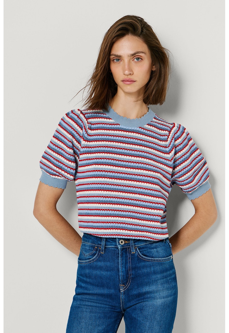 Pulover cu decolteu la baza gatului Kamia - Rosu/Albastru