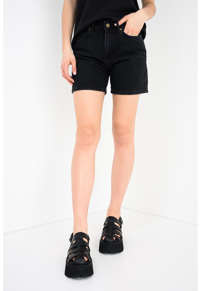 Blugi scurti cu talie inalta Mary - Negru stins