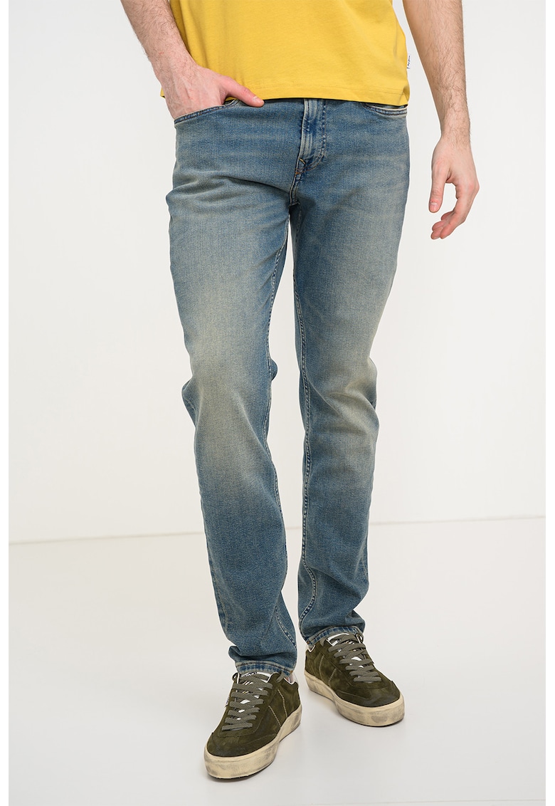 Blugi slim-fit cu talie medie - Albastru prafuit