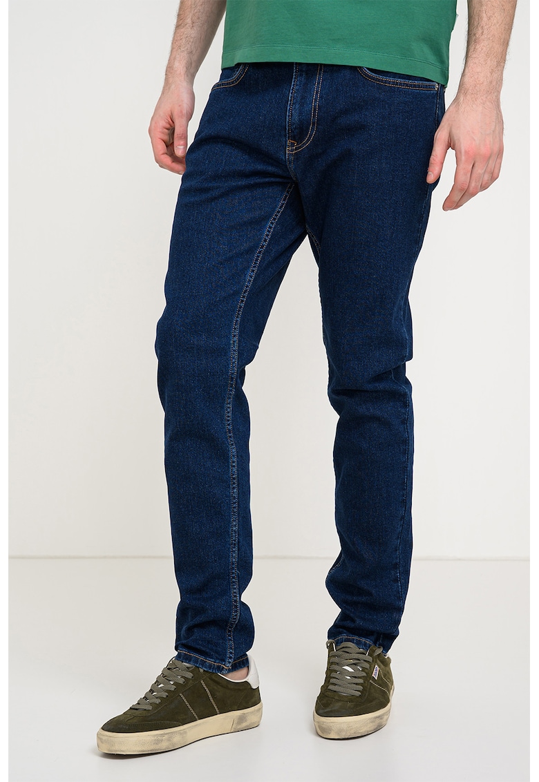 Blugi slim-fit cu model uni - Bleumarin