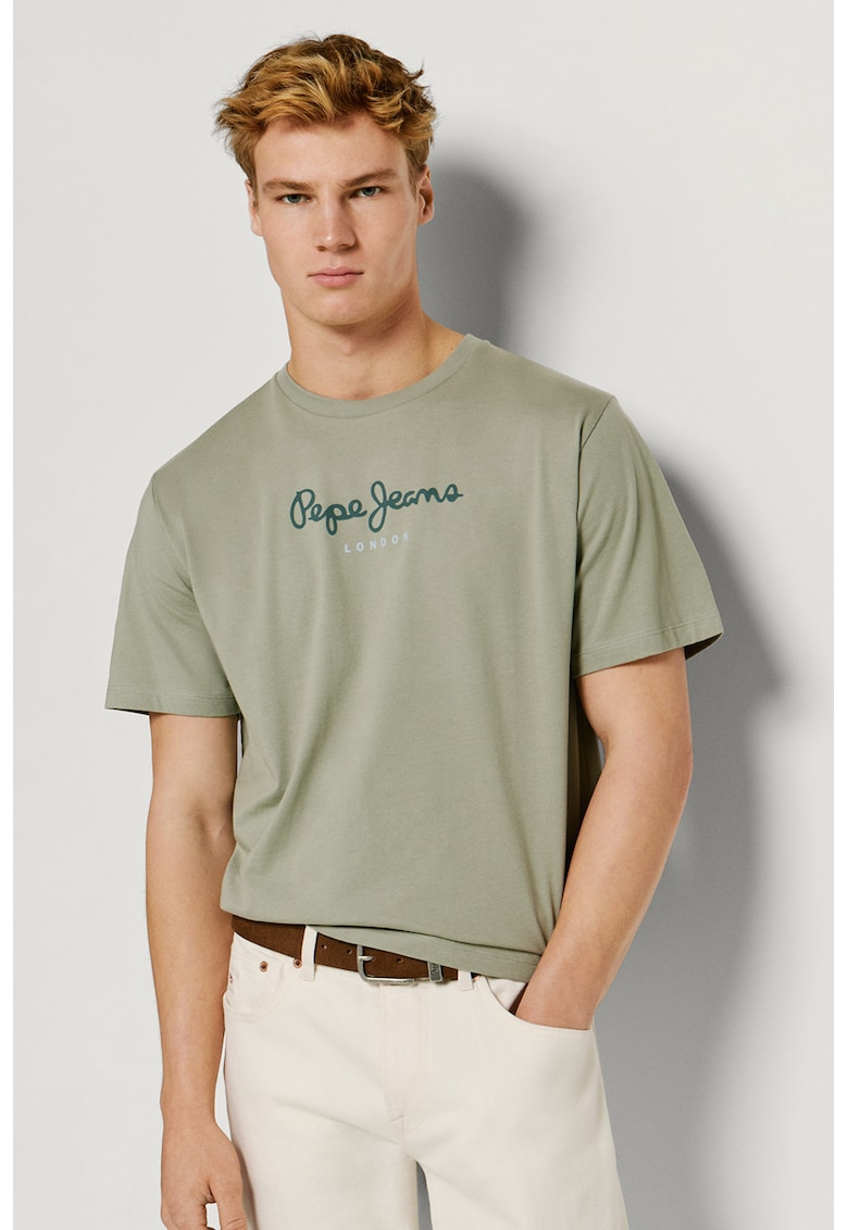 Tricou din bumbac cu imprimeu logo Eggo - Kaki deschis/Verde englez