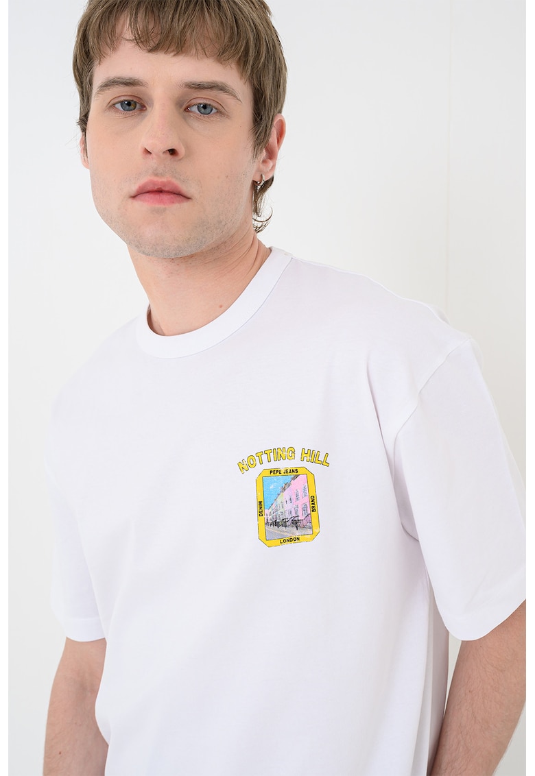 Tricou cu decolteu la baza gatului Sagan - Alb/Galben deschis