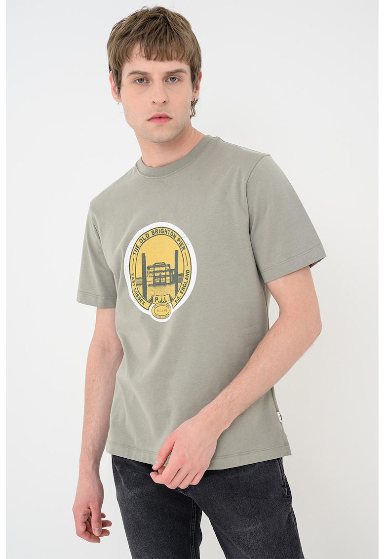 Tricou cu imprimeu logo Shaw - Galben antichizat/Sage Green