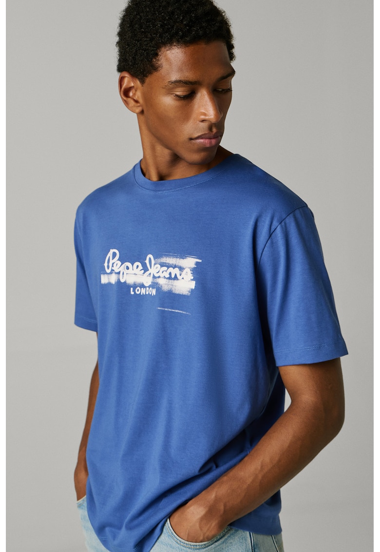 Tricou din bumbac cu logo - Alb/Albastru safir