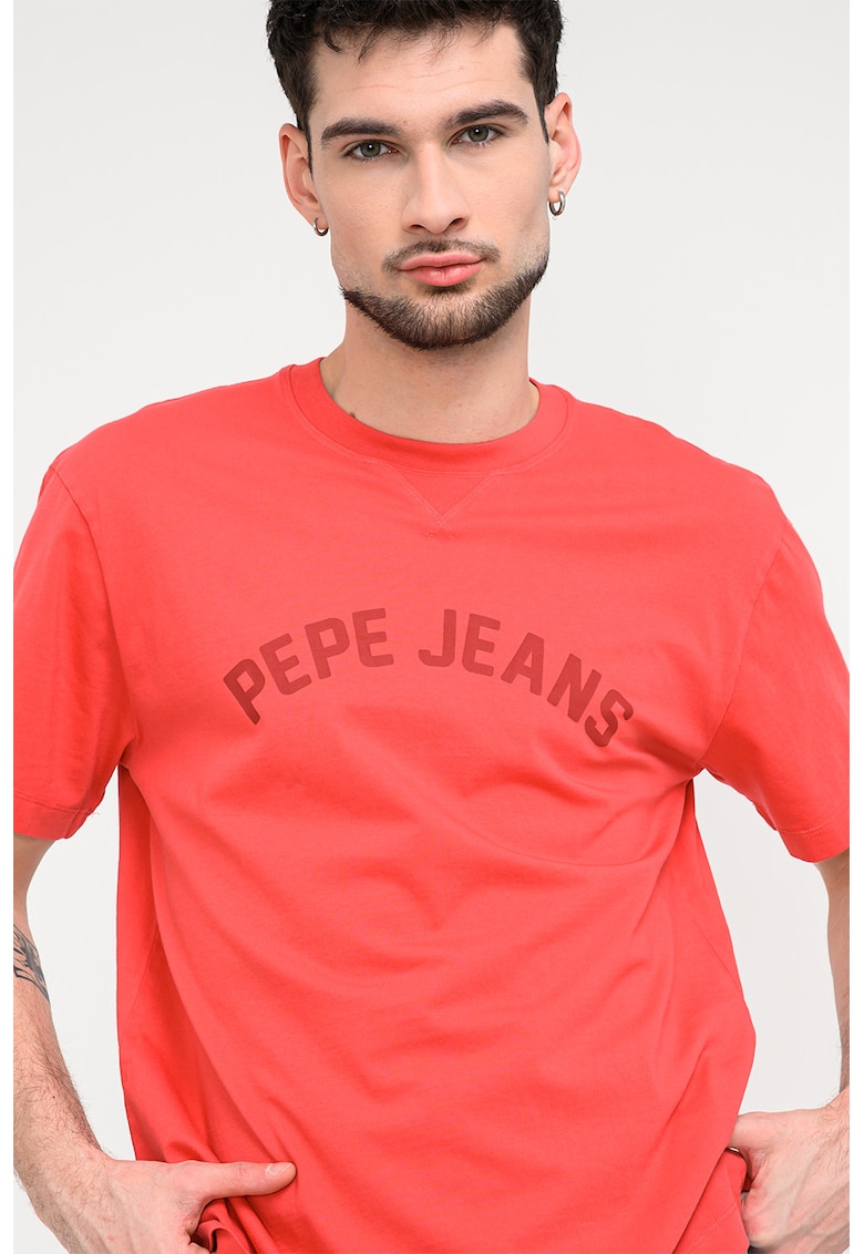 Tricou din bumbac cu imprimeu logo - Rosu