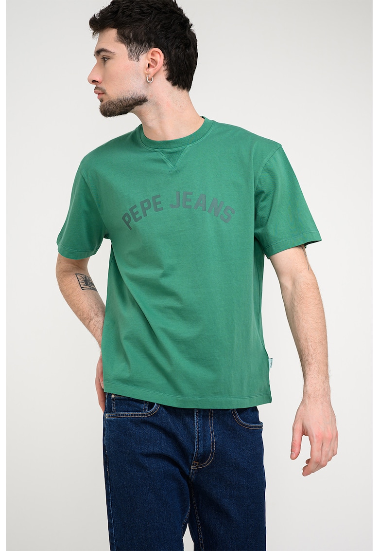 Tricou din bumbac cu imprimeu logo - Verde