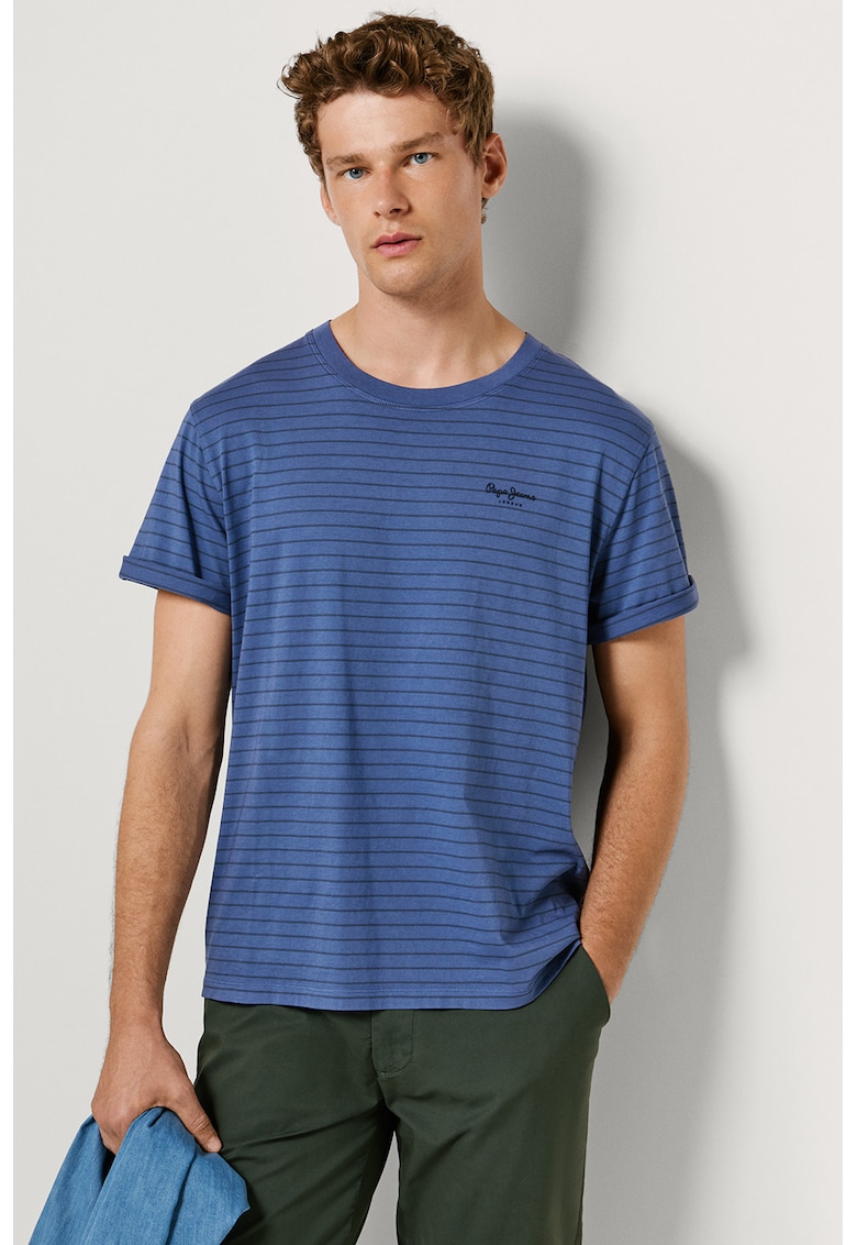 Tricou cu dungi Jacko - Albastru ultramarin/Albastru paun