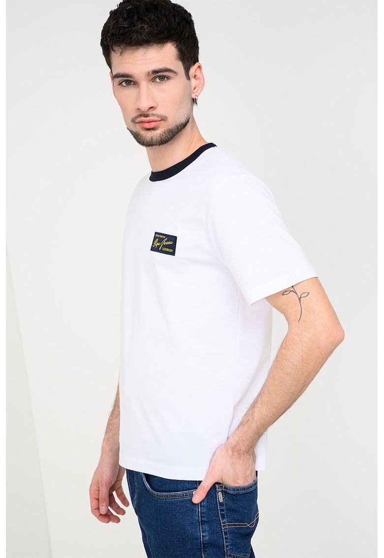 Tricou cu decolteu contrastant Soren - Alb