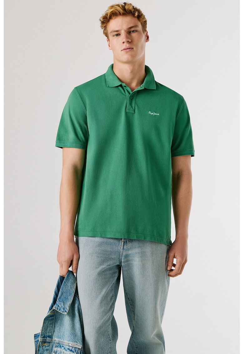 Tricou polo din bumbac cu logo Oscar - Verde irlandez