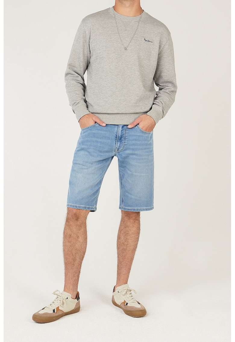 Bermude slim-fit din denim Gymdigo - Albastru deschis melange