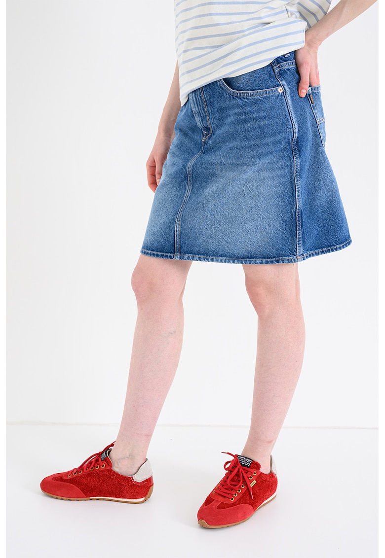 Fusta mini cu croiala dreapta - Albastru