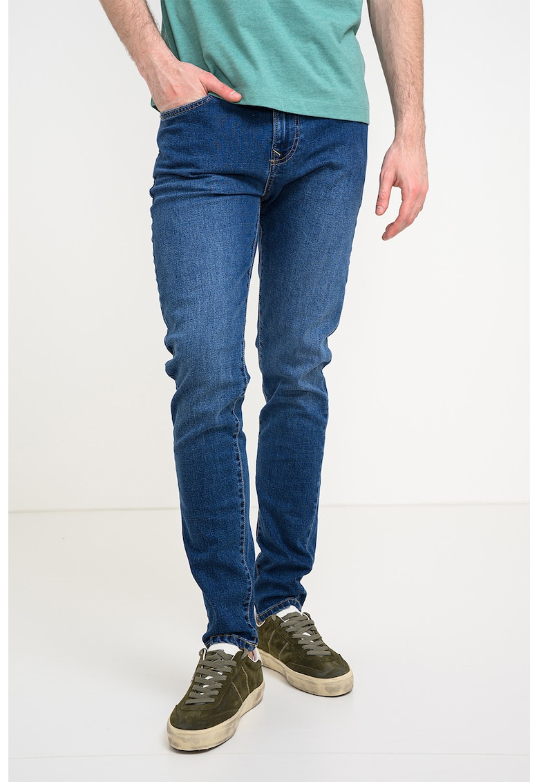 Blugi skinny cu talie medie - Bleumarin