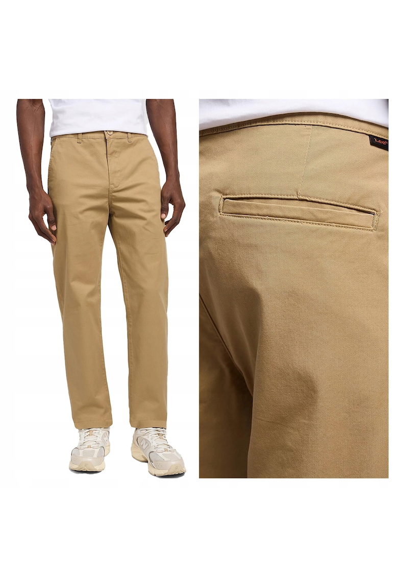 Pantaloni Barbati - Lee Regular Chino - Regular Fit - Cu Fermoar - 5 Buzunare - Lungi - Bumbac - Bej - Bej