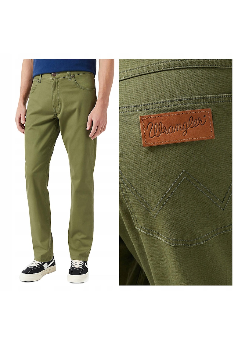 Pantaloni Barbati - Greensboro - Straight Fit - Cu Fermoar - 5 Buzunare - Lungi - Bumbac - Verde - Verde masliniu