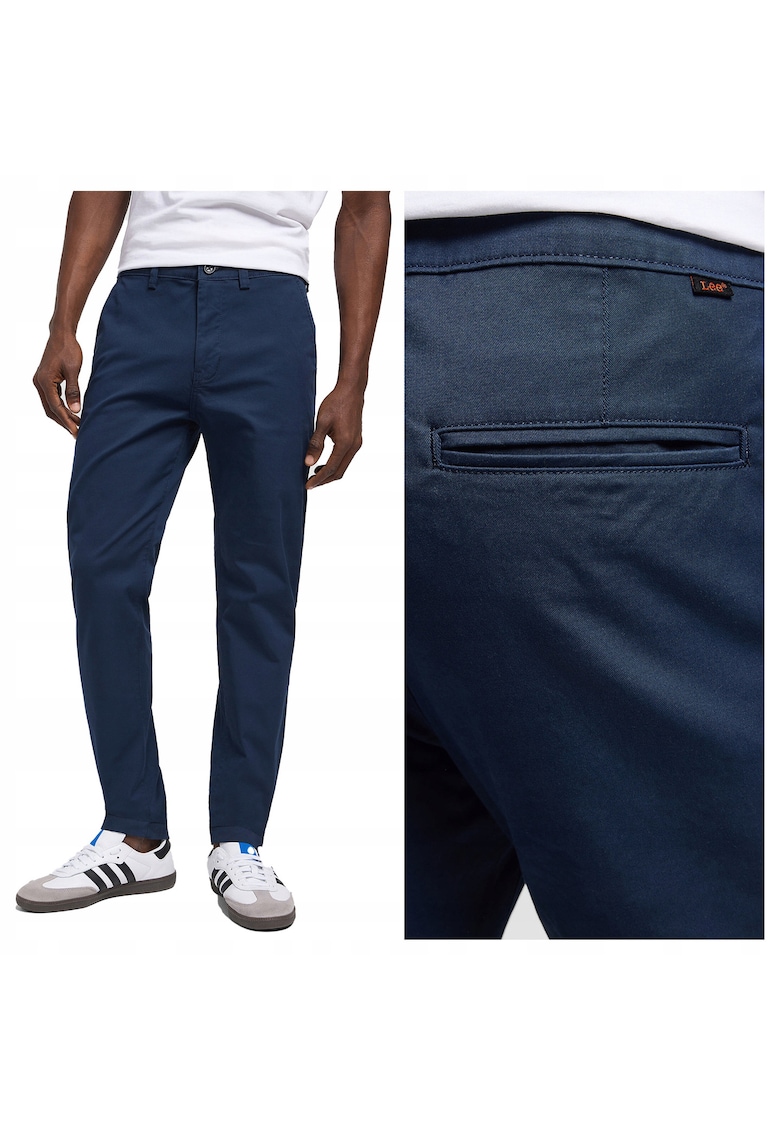Pantaloni Barbati - Lee Slim Chino - Slim Fit - Cu Fermoar - 5 Buzunare - Lungi - Bumbac - Albastru - Albastru