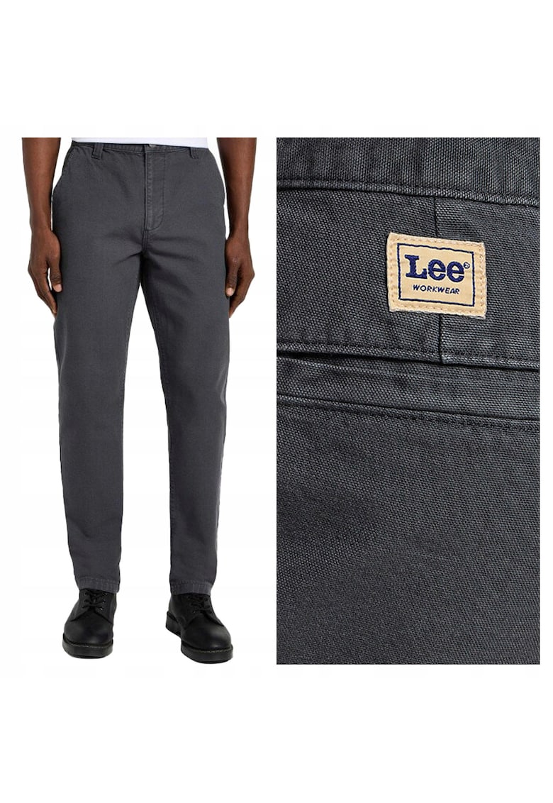 Pantaloni Barbati - Relaxed Workwear Chino - Regular Fit - Cu Fermoar - 5 Budwqfzunare - Lungi - Bumbac - Gri - Gri