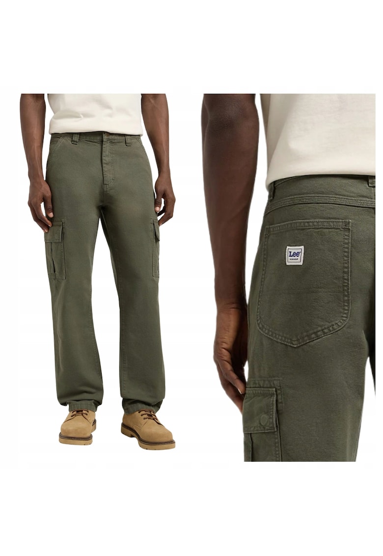 Pantaloni Barbati - Cargo Pant - Loose Fit - Cu Fermoar - 5 Buzunare - Lungi - Bumbac - Verde - Verde