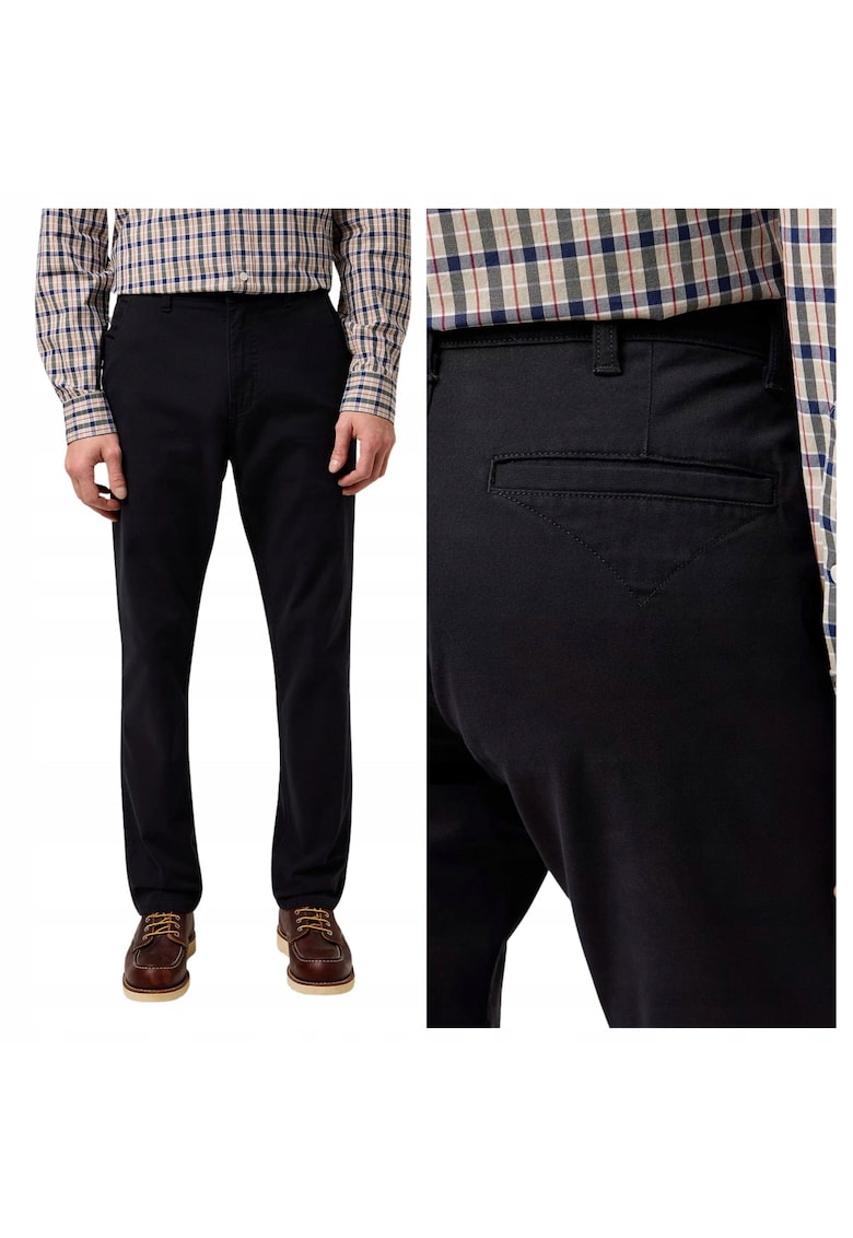 Pantaloni Barbati - Regular Chino - Straight Fit - Cu Fermoar - 5 Buzunare - Lungi - Bumbac - W32-L34 US - Negru