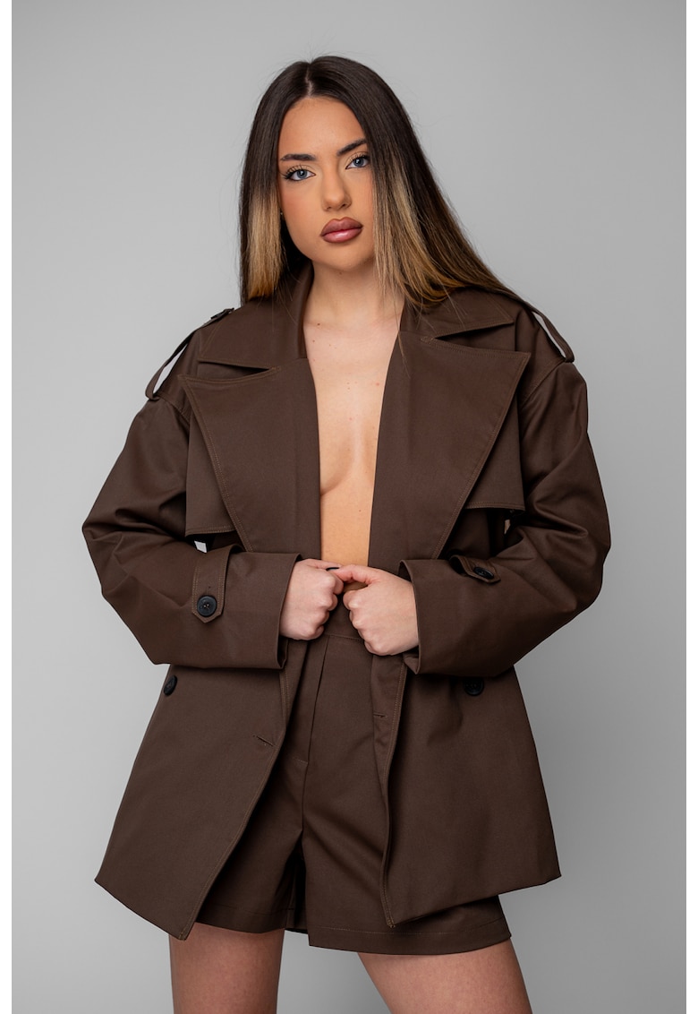Jacheta Oversized cu cordon Brown 20399 - Maro