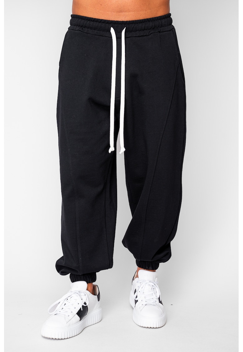 Pantaloni lung Baggy din 100% Bumbac - 400gr/mp Premium Edition Black 20196 - Negru