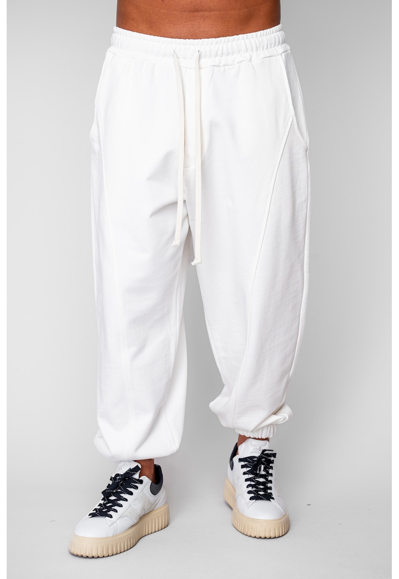 Pantaloni lung Baggy din 100% Bumbac - 400gr/mp Premium Edition Off White 20206 - Alb