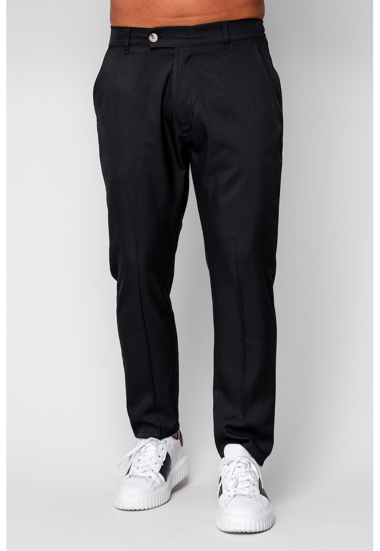 Pantalon lung cu elastic si nasture Black 19925 - Negru