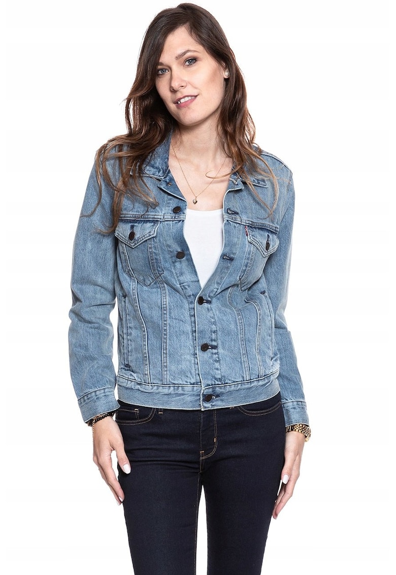 Jacheta Dama - Trucker Jeans - Regular Fit - Denim Design - Fara Gluga - Cu Nasturi - Bumbac - Marime XS - Albastru